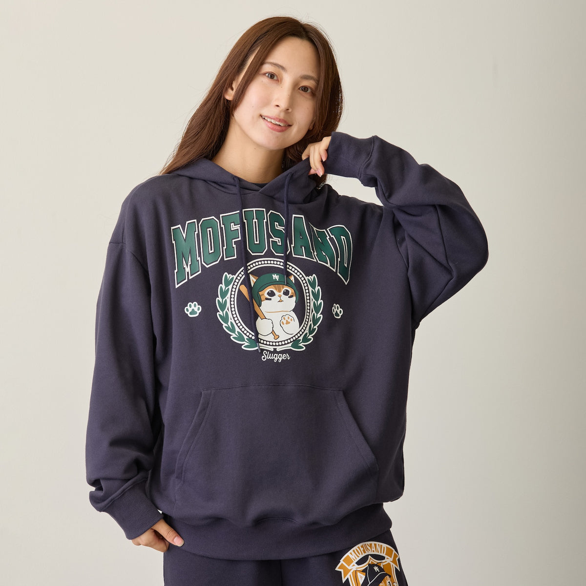 mofusand スウェットパーカー Slugger ネイビー