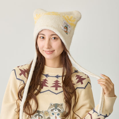 mofusand  WOODLANDS 고양이 귀 니트 캡 NORDIC 내츄럴