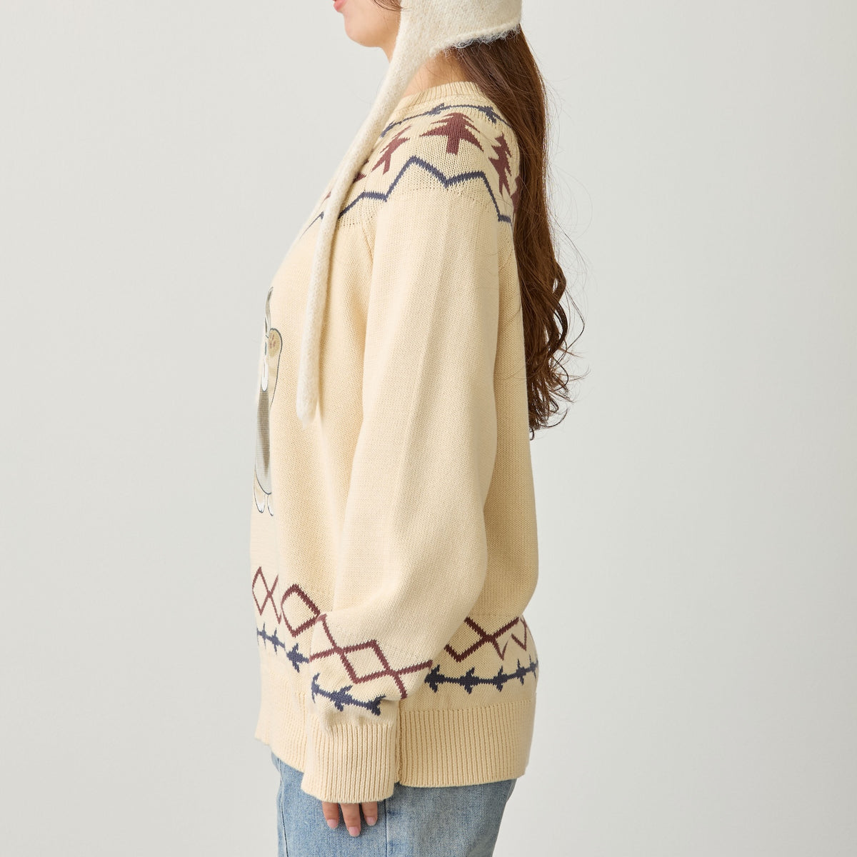 mofusand  WOODLANDS 스웨터 RACOON 내츄럴