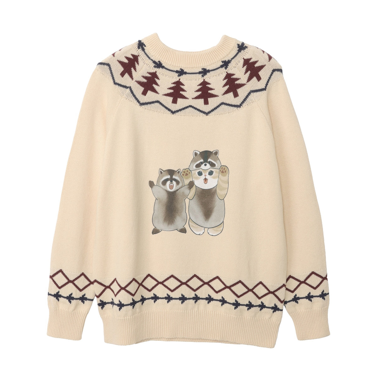 mofusand  WOODLANDS 스웨터 RACOON 내츄럴