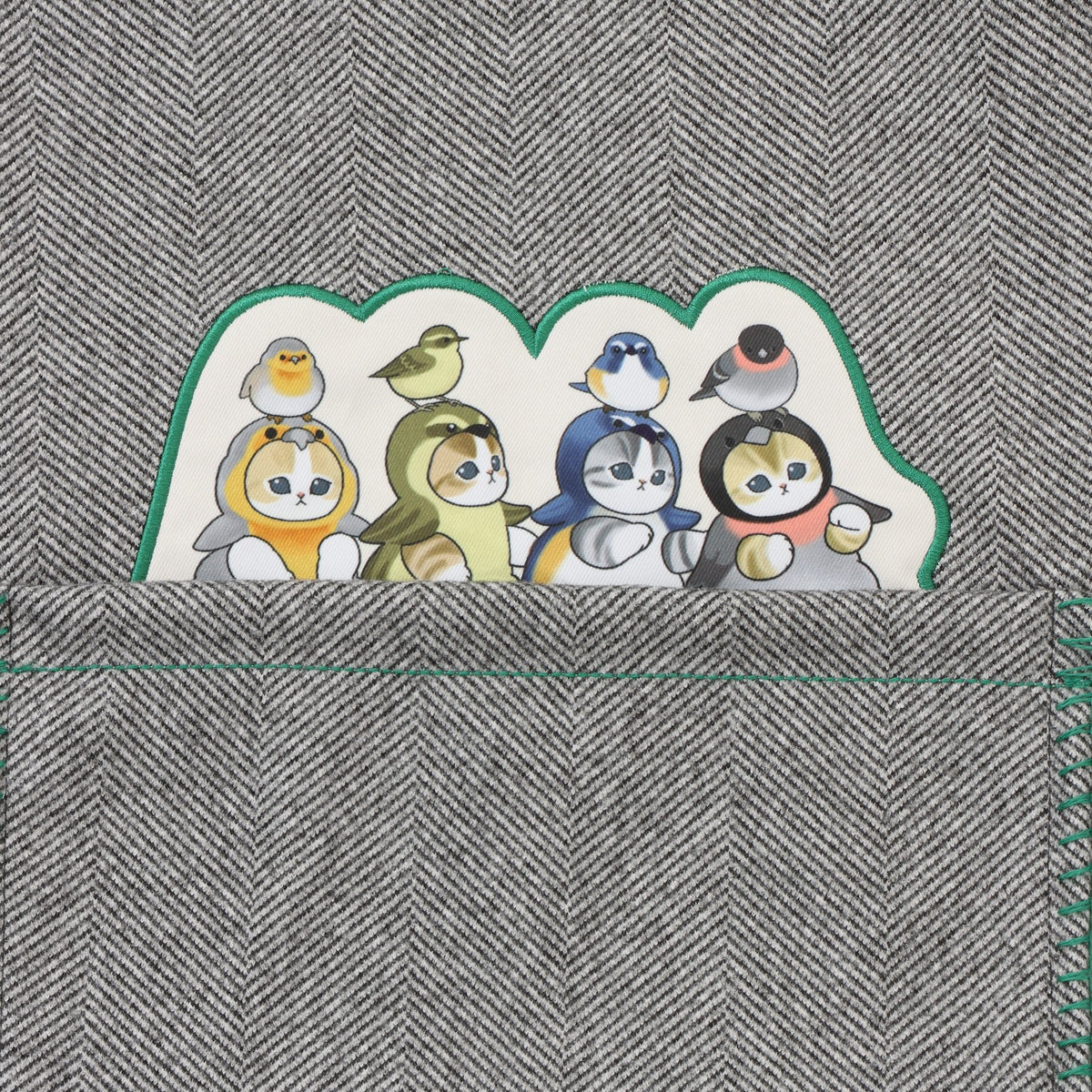 mofusand  WOODLANDS 블랭킷 스톨 BIRDS 그레이
