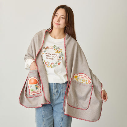mofusand  WOODLANDS Blanket Stole MUSHROOM Beige