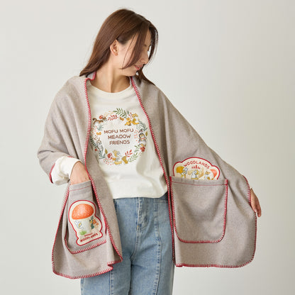 mofusand  WOODLANDS Blanket Stole MUSHROOM Beige