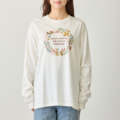 mofusand  WOODLANDS 긴팔 T셔츠 MEADOW FRIENDS 화이트