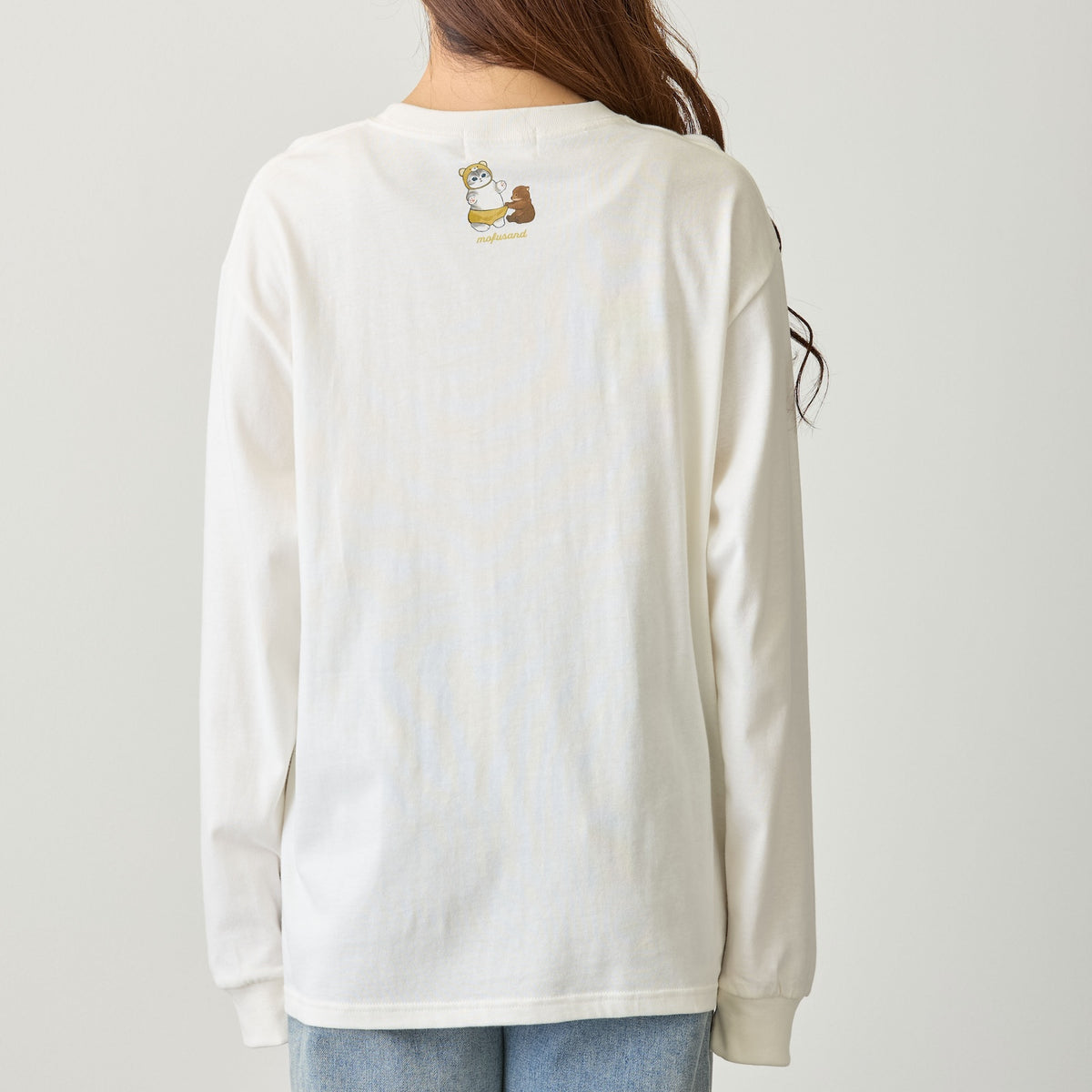 mofusand  WOODLANDS 긴팔 T셔츠 MEADOW FRIENDS 화이트