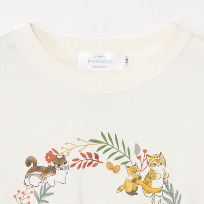 mofusand  WOODLANDS 긴팔 T셔츠 MEADOW FRIENDS 화이트