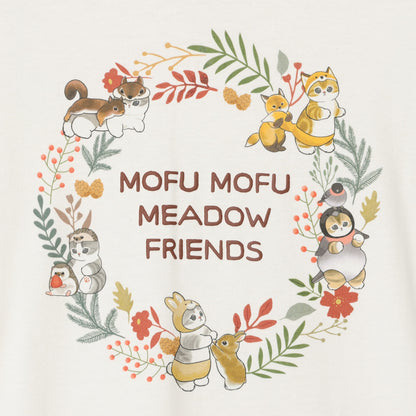 mofusand  WOODLANDS 긴팔 T셔츠 MEADOW FRIENDS 화이트