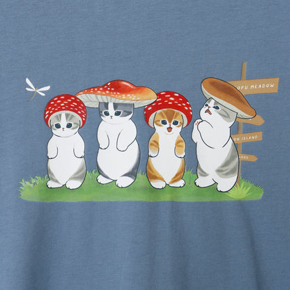 mofusand  WOODLANDS 긴팔 T셔츠 MUSHROOM 색소폰 블루