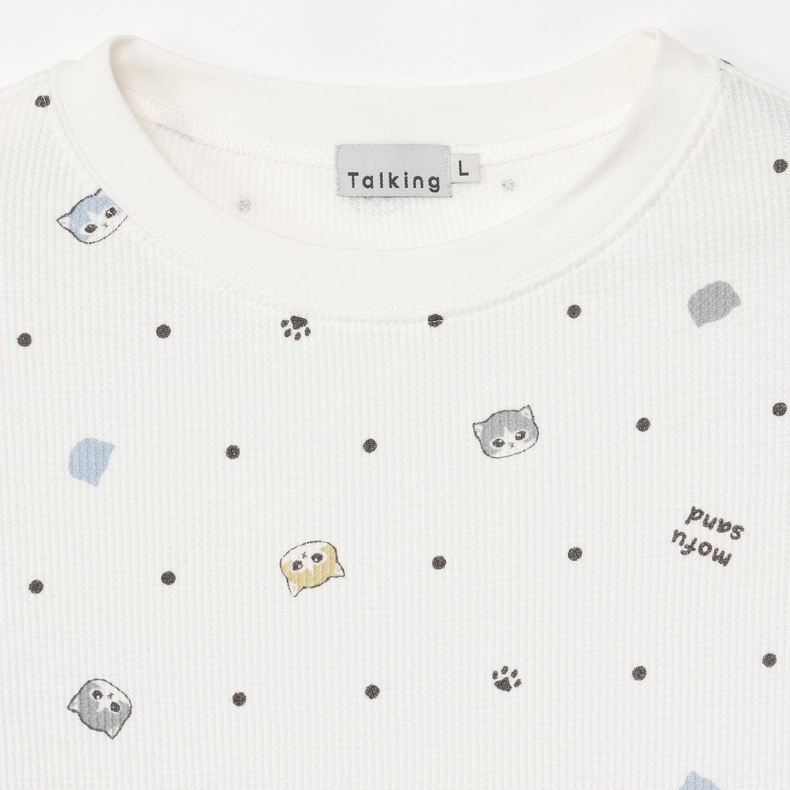 mofusand ワッフル長袖Tシャツ ドット柄 ホワイト | mofusandもふもふ