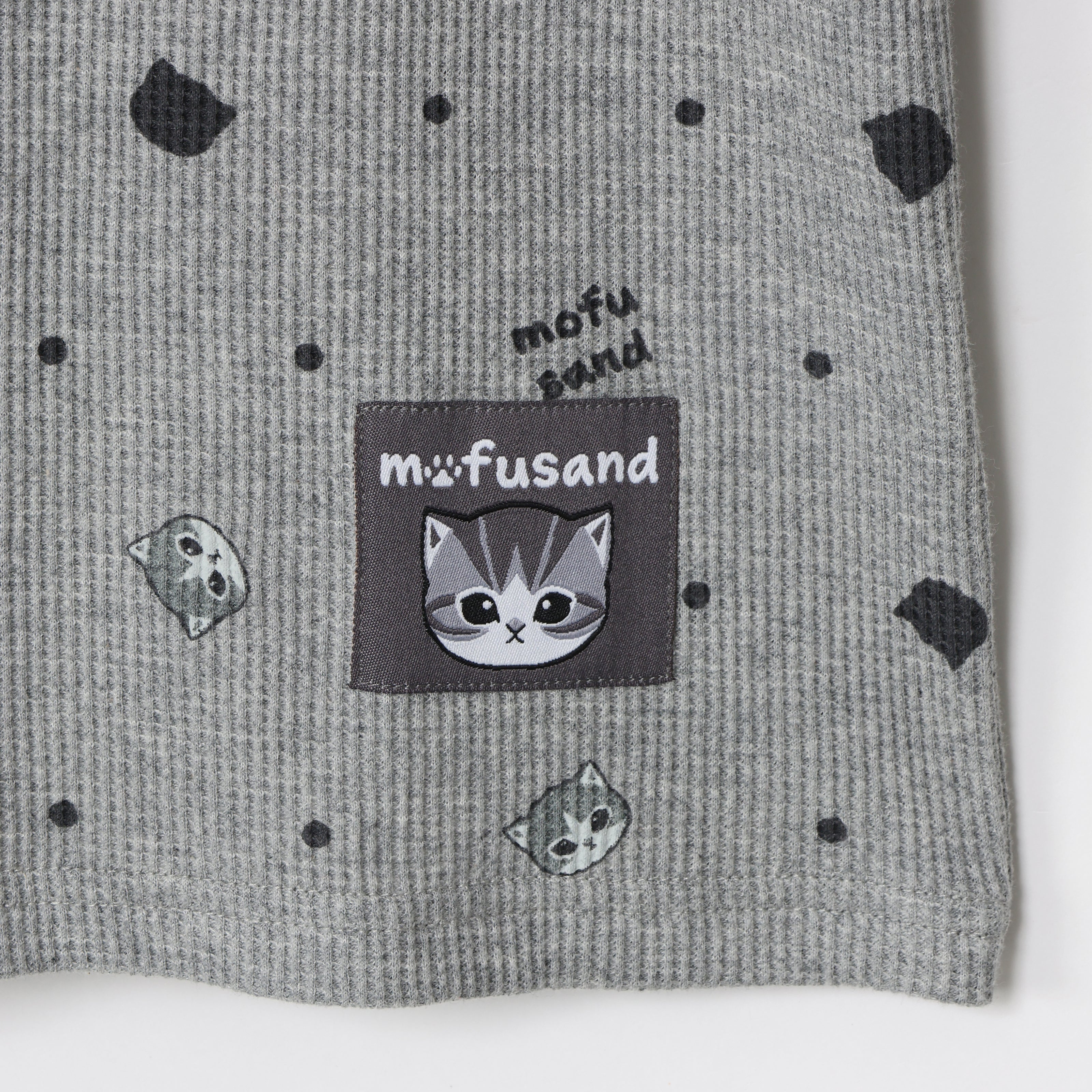 梨花様⭐︎モルモット服 3点 mofusand ワッフル長袖Tシャツ ドット柄 グレー | mofusandもふもふ
