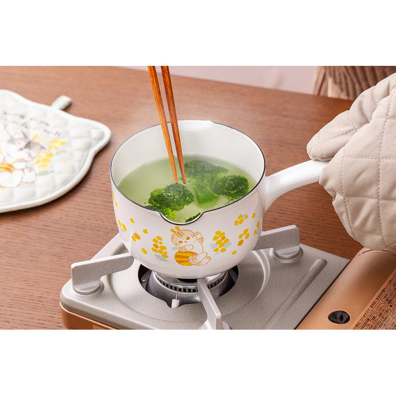 花柄ホーロー製ミルクパン フランス蚤の市 富士ホーロー ホーロー 鍋 メモリーズ 14cm ミルクパン 片手鍋