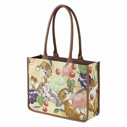 mofusand ゴブラン織マチつきスクエアトートバッグ(フルーツ)