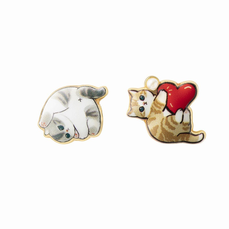 mofusand Set of 2 ear cuffs (gray buttocks and tea white hearts)