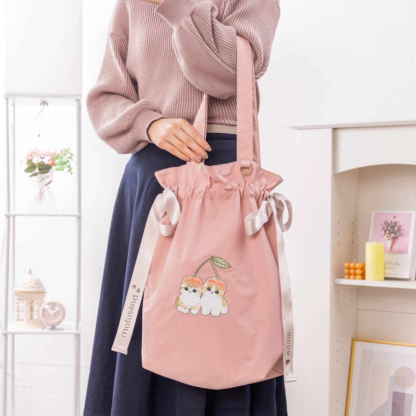 mofusand 리본 토트백 (아이보리)