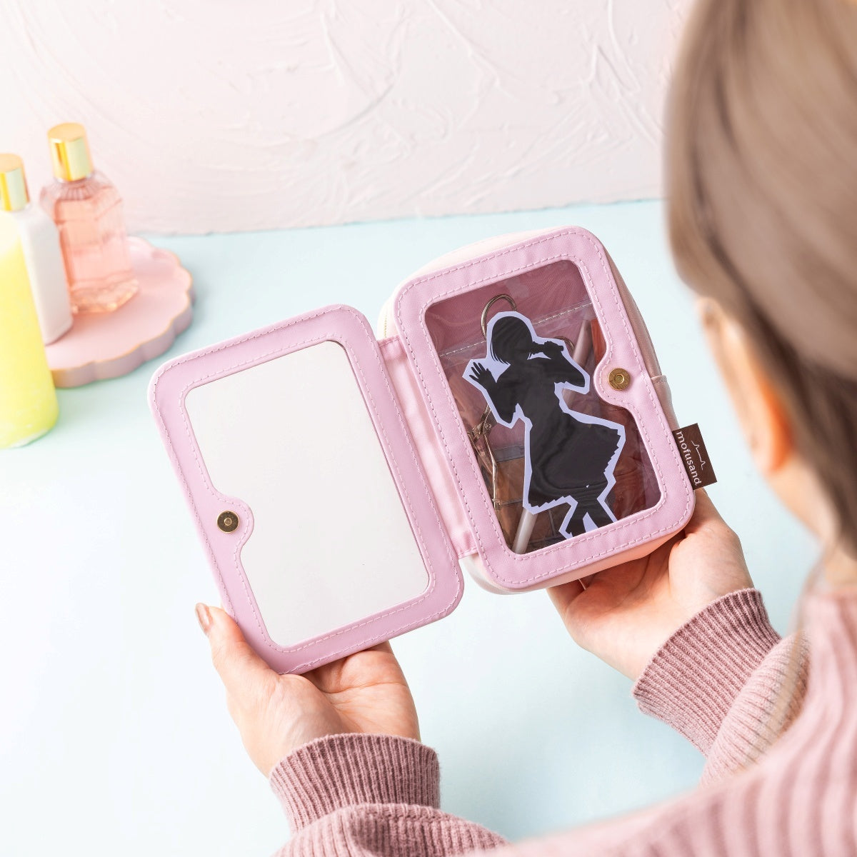 mofusand 带镜子的收纳包（蓝色）