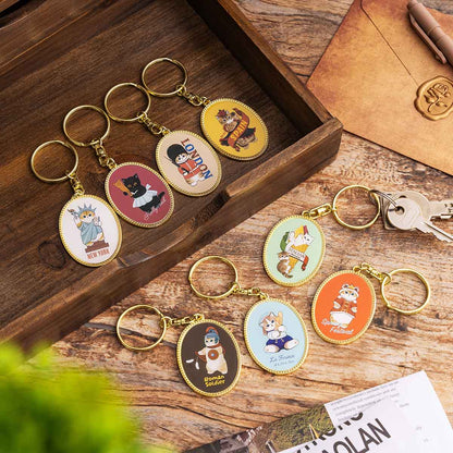 mofusand もふもふジャーニー オーバルメタルキーホルダー(ア・ラ・パリにゃん)