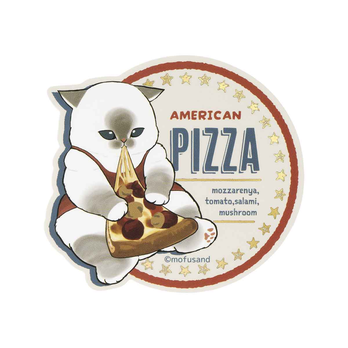 mofusand mofumofu journey Sparkling Foil Stamped Sticker (Chubby Pizza Meow)