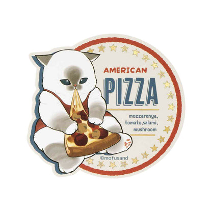 mofusand mofumofu journey Sparkling Foil Stamped Sticker (Chubby Pizza Meow)