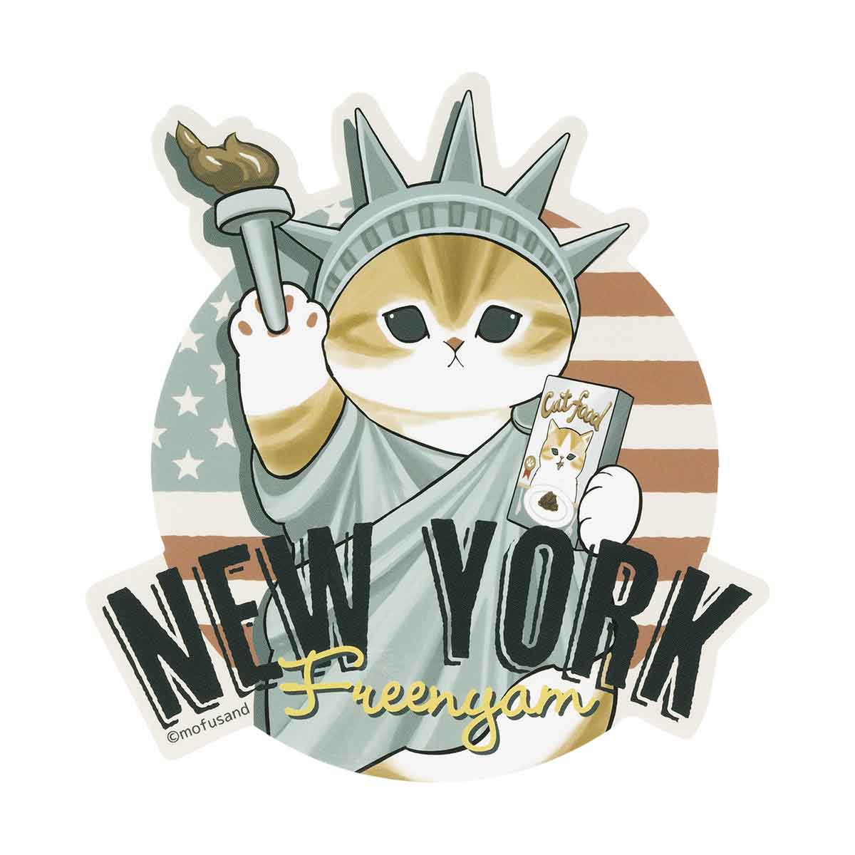 mofusand mofumofu journey Large Sticker (Statue of Liberty Meow)