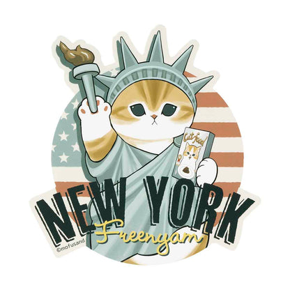 mofusand mofumofu journey Large Sticker (Statue of Liberty Meow)