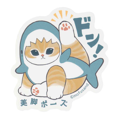 mofusand HELLO!サメにゃん スマホに貼れるサイズのステッカー(ドン！美脚ポーズ)