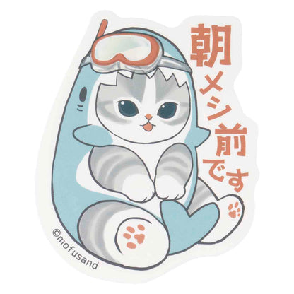 mofusand HELLO! Shark Meow Smartphone-sized Sticker (Piece of cake)