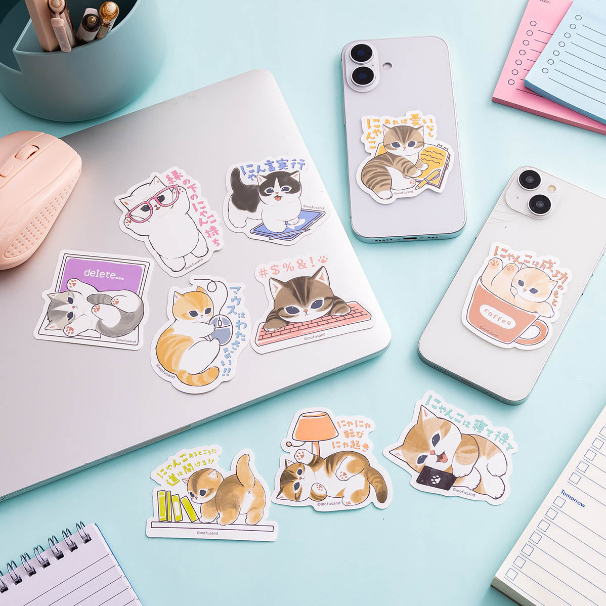 mofusand Office Distract Meow Smartphone-sized Sticker (Stepped on the Keyboard)