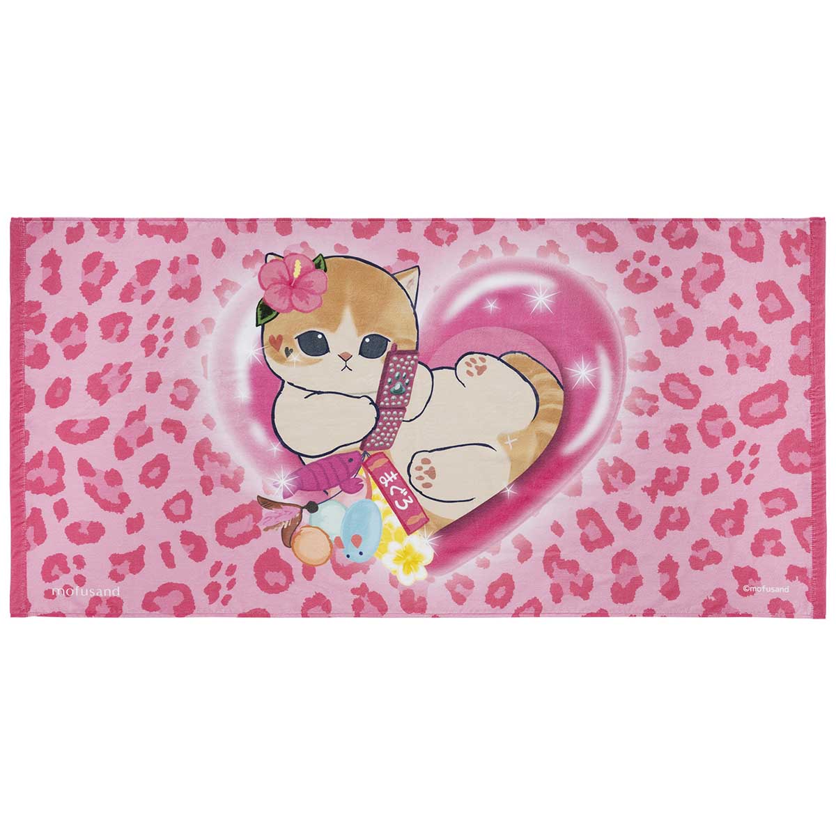 mofusand ぎゃるにゃん やわらかバスタオル(ピンク豹柄)