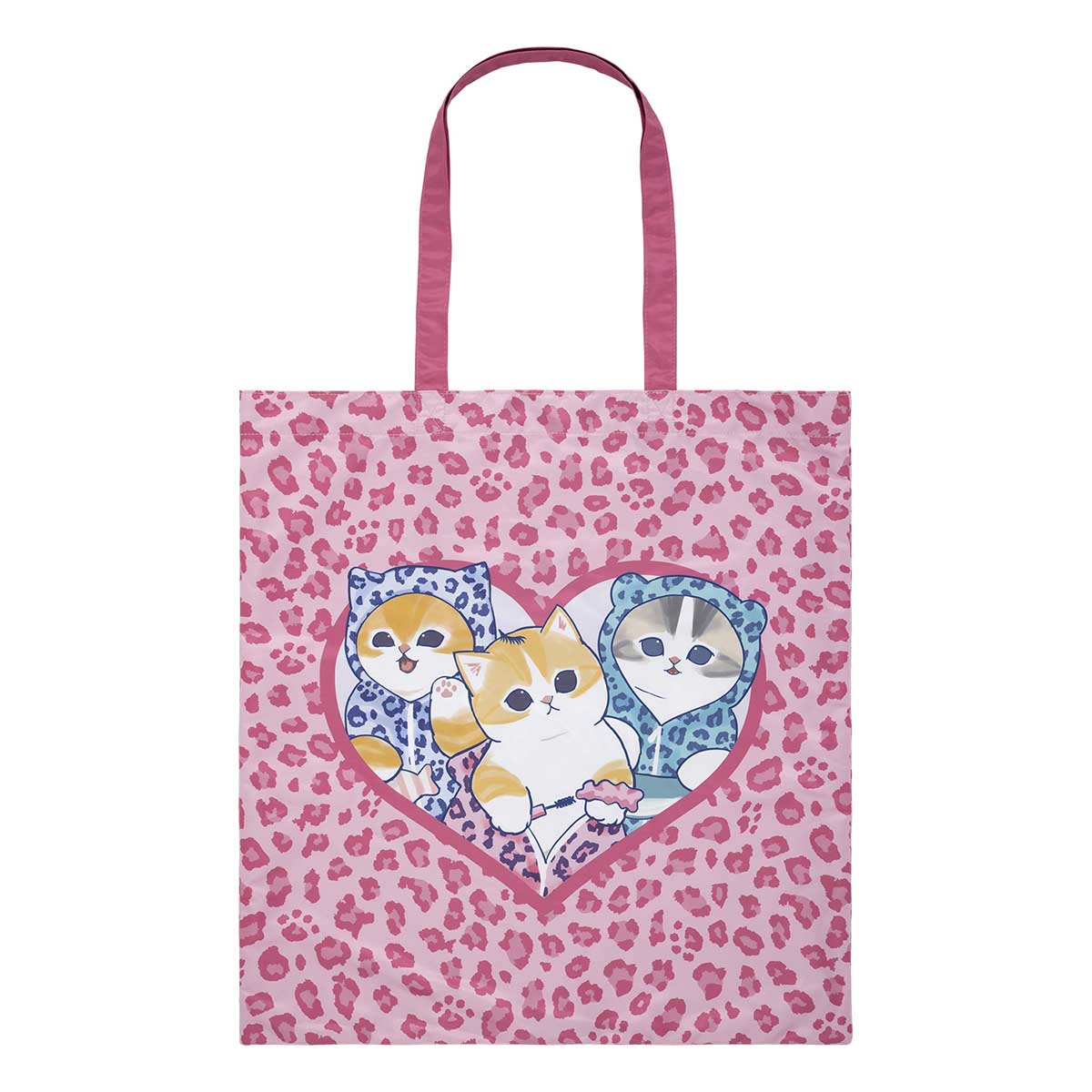 mofusand ぎゃるにゃん ポケッタブルフラットエコバッグ(ピンク豹柄)
