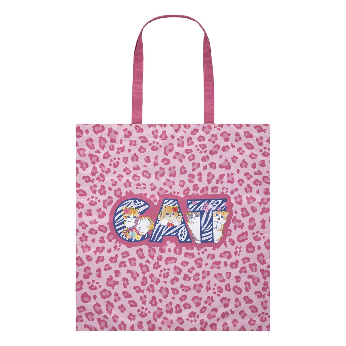 mofusand ぎゃるにゃん ポケッタブルフラットエコバッグ(ピンク豹柄)