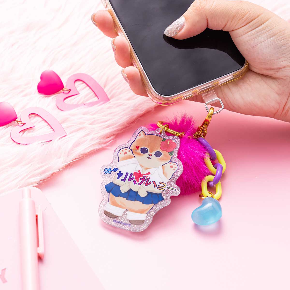 mofusand ぎゃるにゃん アクリルチェーン付きバッグチャーム(電波バリにゃん)