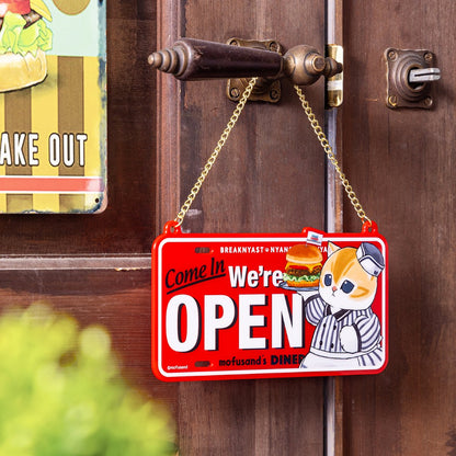 mofusand Diner Acrylic Door Plate (Leather Jacket Meow)