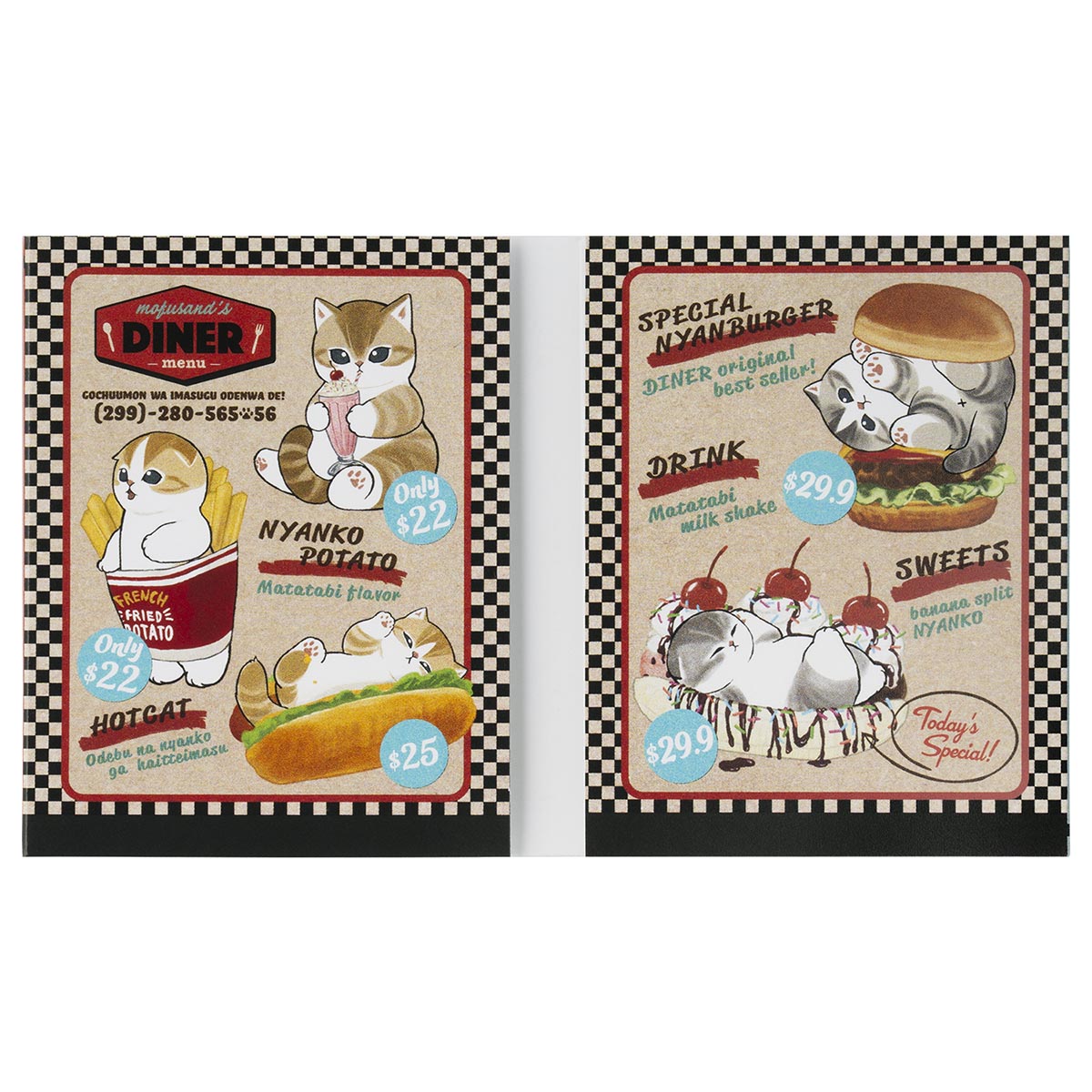 mofusand Diner Book type Sticky Notes