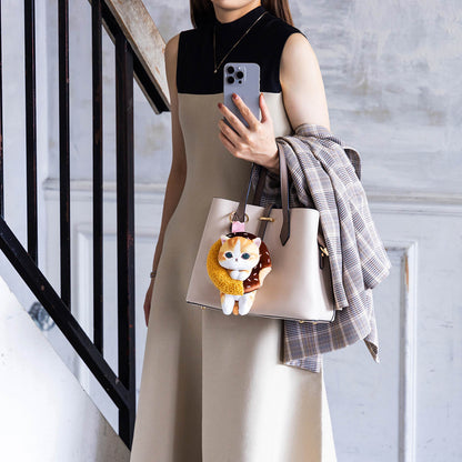 mofusand COFFEE AND DONUTS Mascot Keychain (Half Chocolate)