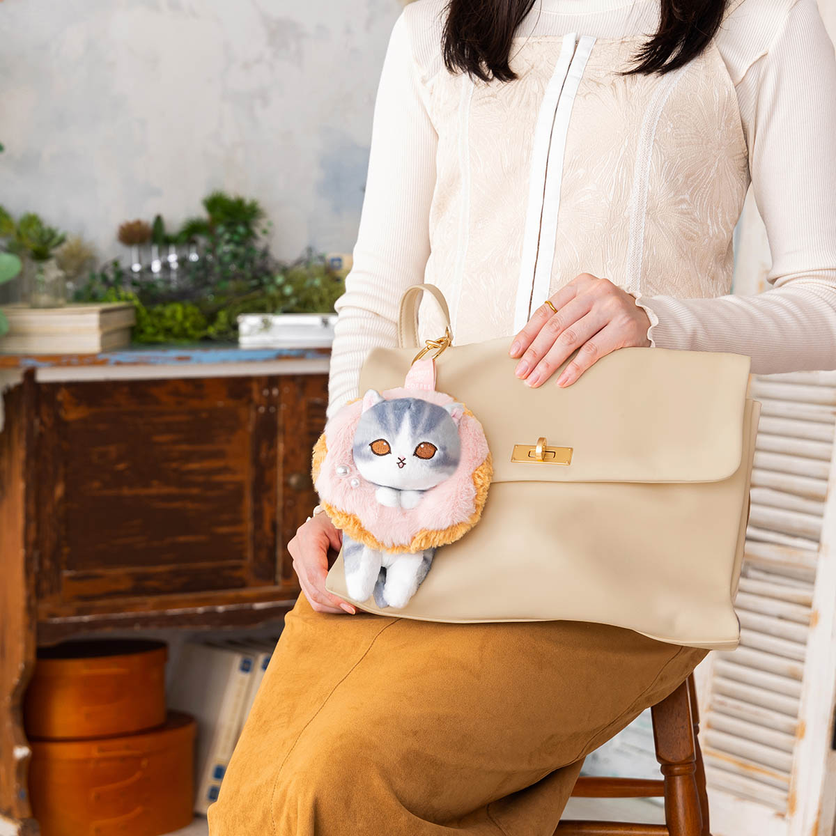 mofusand COFFEE AND DONUTS マスコットキーリング(ストロベリー