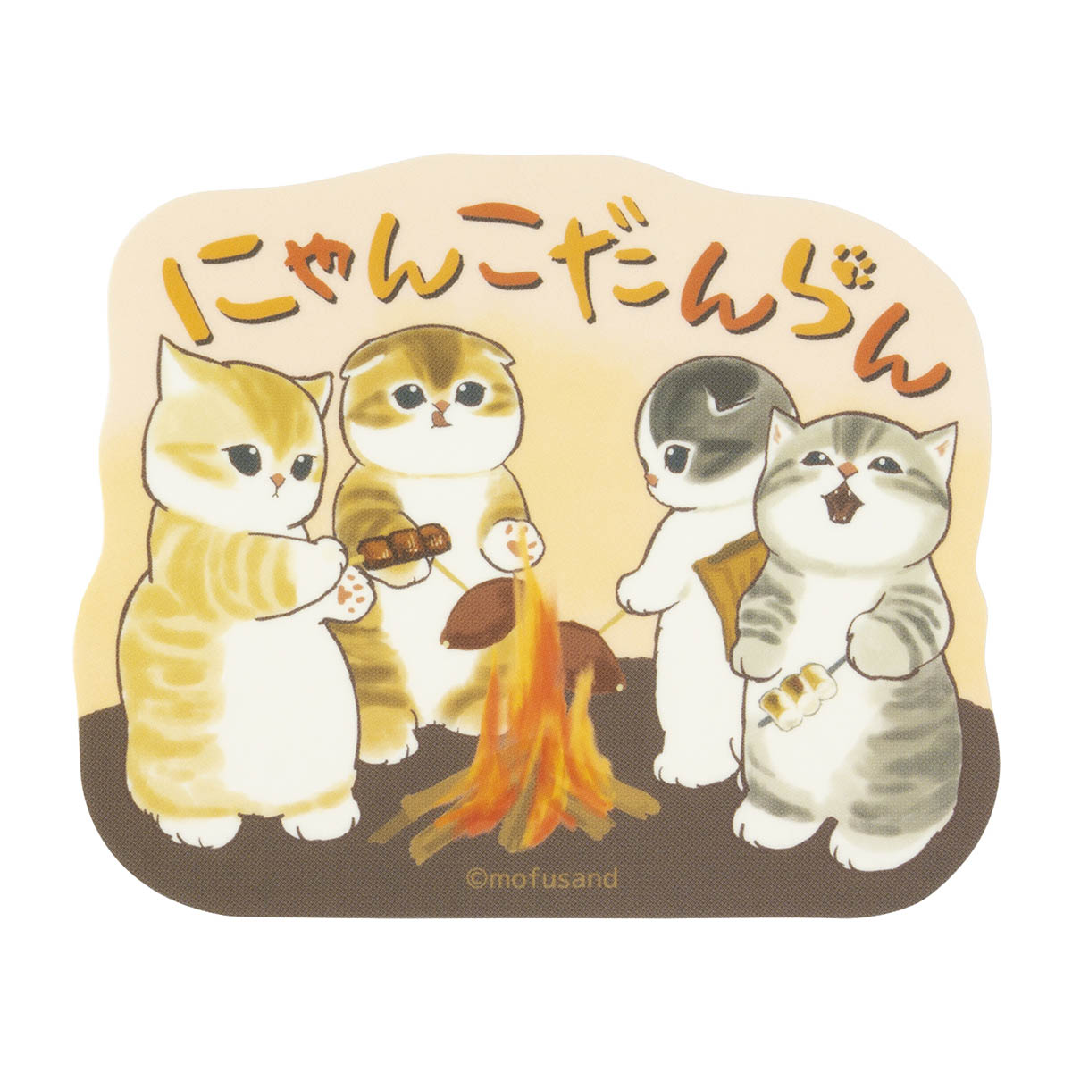 mofusand Smartphone-sized Matte Sticker (Cozy Cats Gathering)