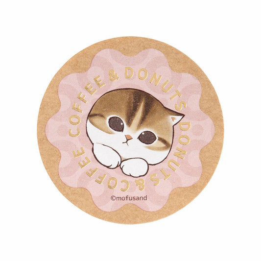 mofusand COFFEE AND DONUTS Smartphone-sized Sticker (Strawberry Chocolate)