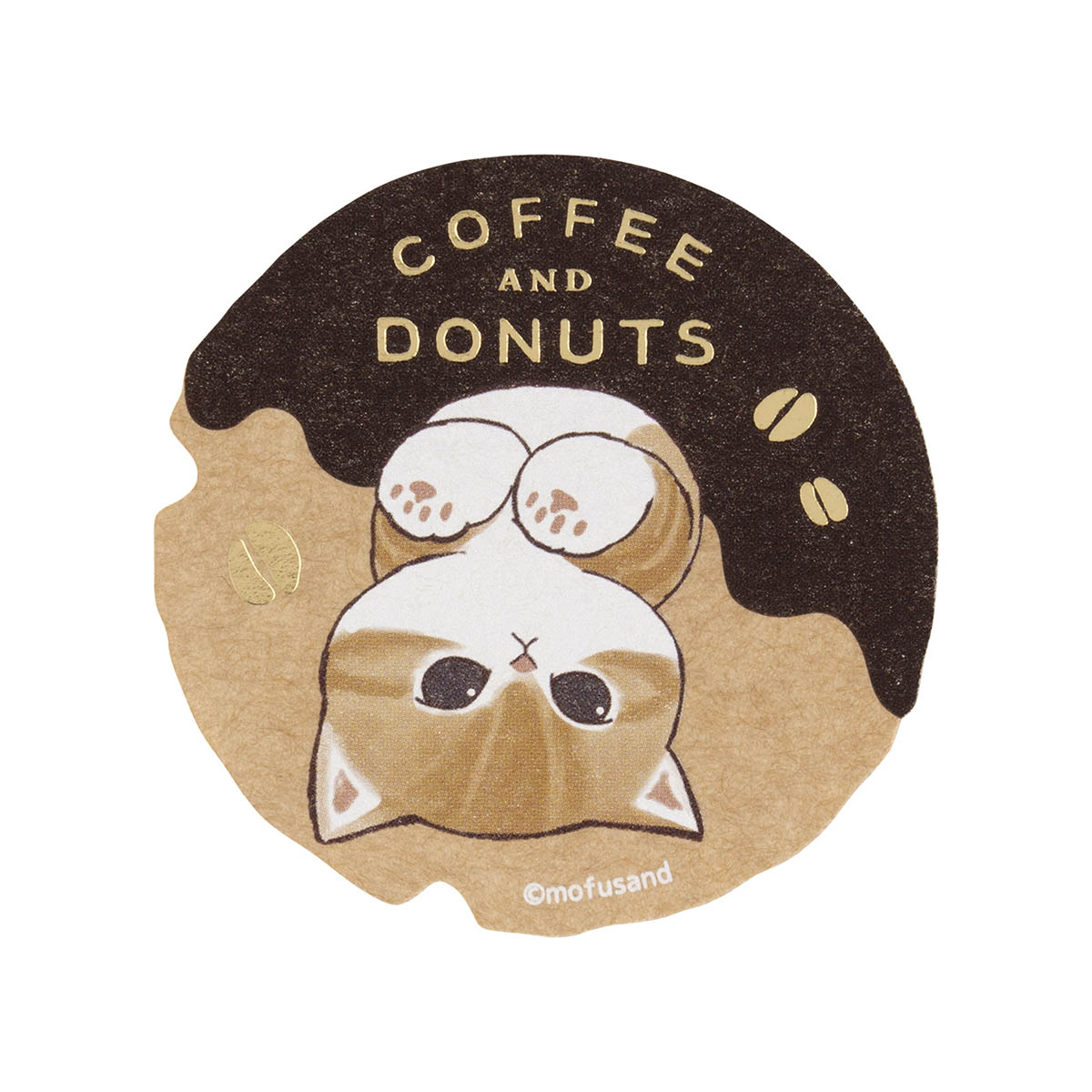 mofusand COFFEE AND DONUTS Smartphone-sized Sticker (Milk Chocolate)