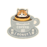 mofusand COFFEE AND DONUTS Smartphone-sized Sticker (Home Roasted Coffee)