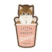 mofusand COFFEE AND DONUTS Smartphone-sized Sticker (Takeout Cup)