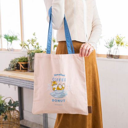 mofusand COFFEE AND DONUTS Flat Tote Bag (Pink)