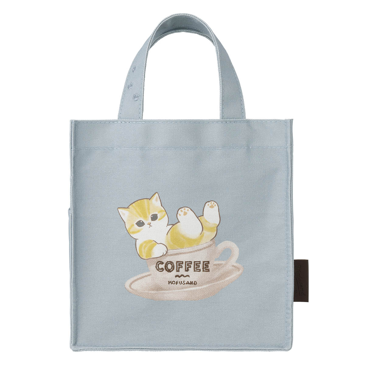 mofusand COFFEE AND DONUTS Lunch-size Square Tote Bag (Blue)