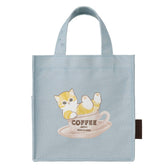 mofusand COFFEE AND DONUTS Lunch-size Square Tote Bag (Blue)