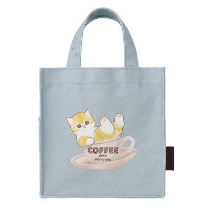 mofusand COFFEE AND DONUTS Lunch-size Square Tote Bag (Blue)