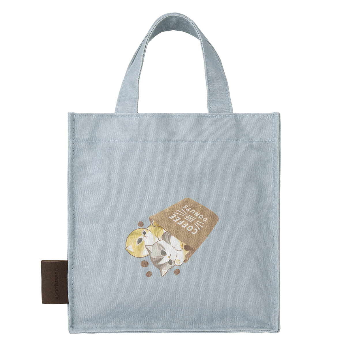 mofusand COFFEE AND DONUTS Lunch-size Square Tote Bag (Blue)