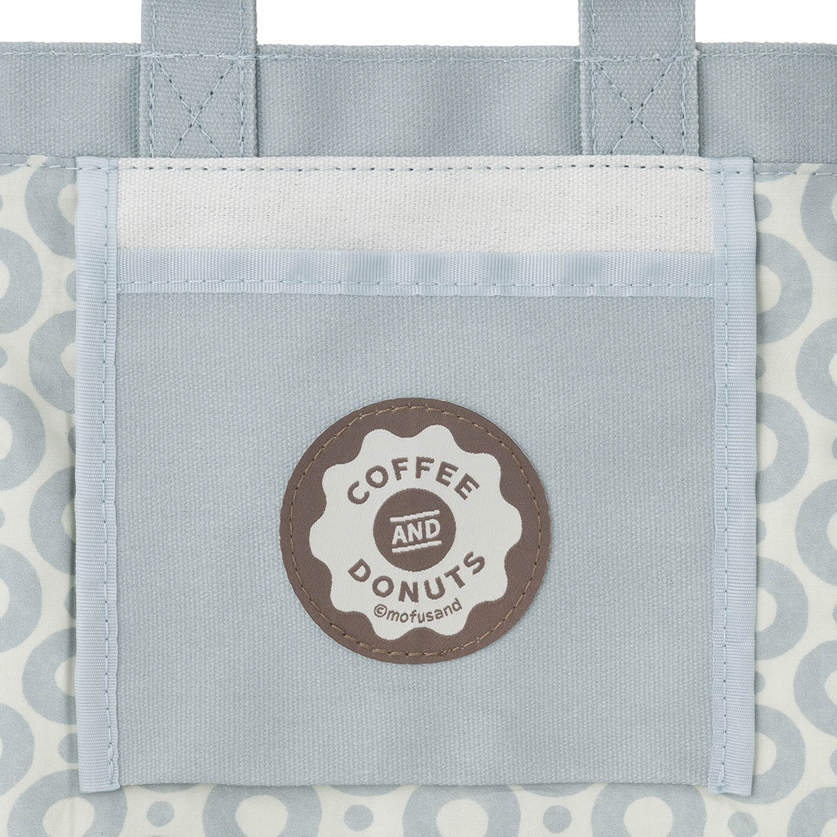 mofusand COFFEE AND DONUTS Lunch-size Square Tote Bag (Blue)