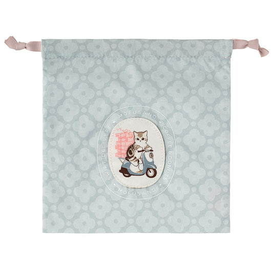 mofusand COFFEE AND DONUTS Drawstring Pouch (Blue)
