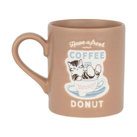 mofusand COFFEE AND DONUTS Water-Repellent Mug (Brown)