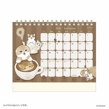 mofusand 2026 Desktop Calendar Starting January (with Mini Stickers)