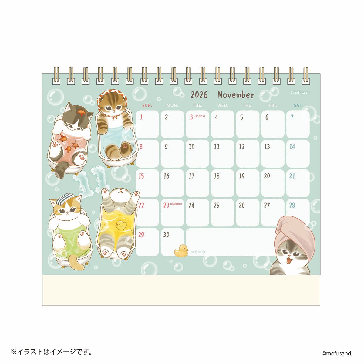 mofusand 2026 Desktop Calendar Starting January (with Mini Stickers)
